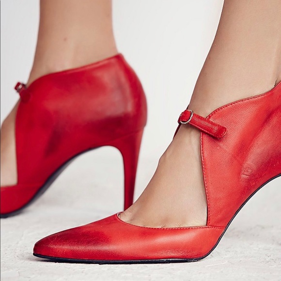 Free People Shoes - Rare! Free People Cerow Red Leather Heels